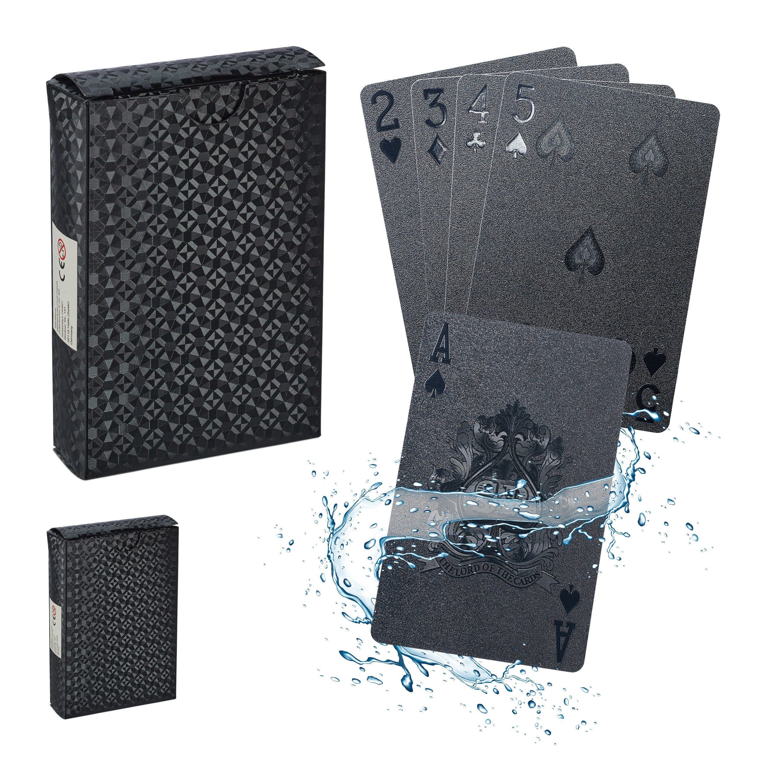 relaxdays Wasserfeste Pokerkarten 2 Decks Schwarz Kunststoff - Bild 2