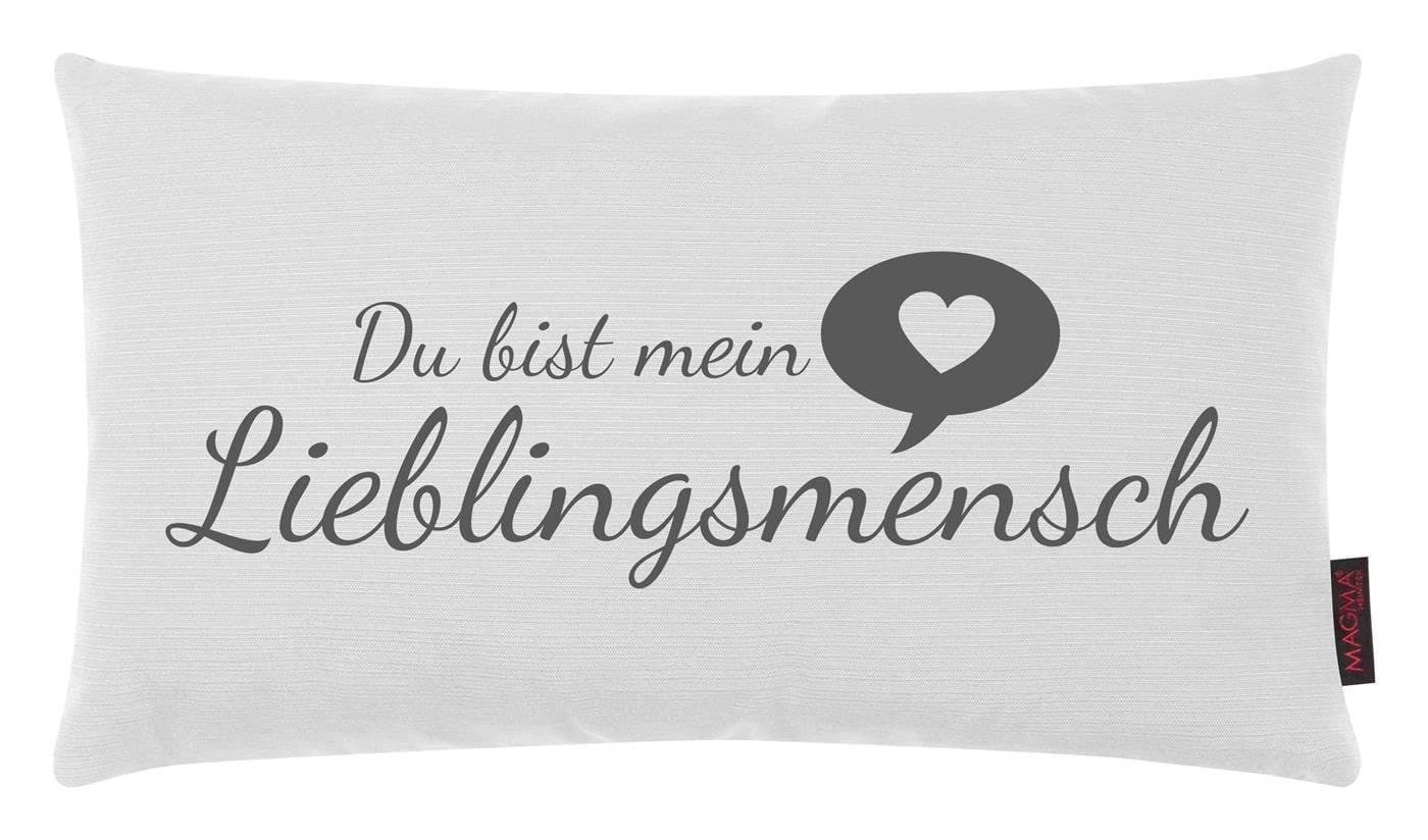 SCHÖNER LEBEN. Dekokissen 30x50cm Weiß/Grau Spruch