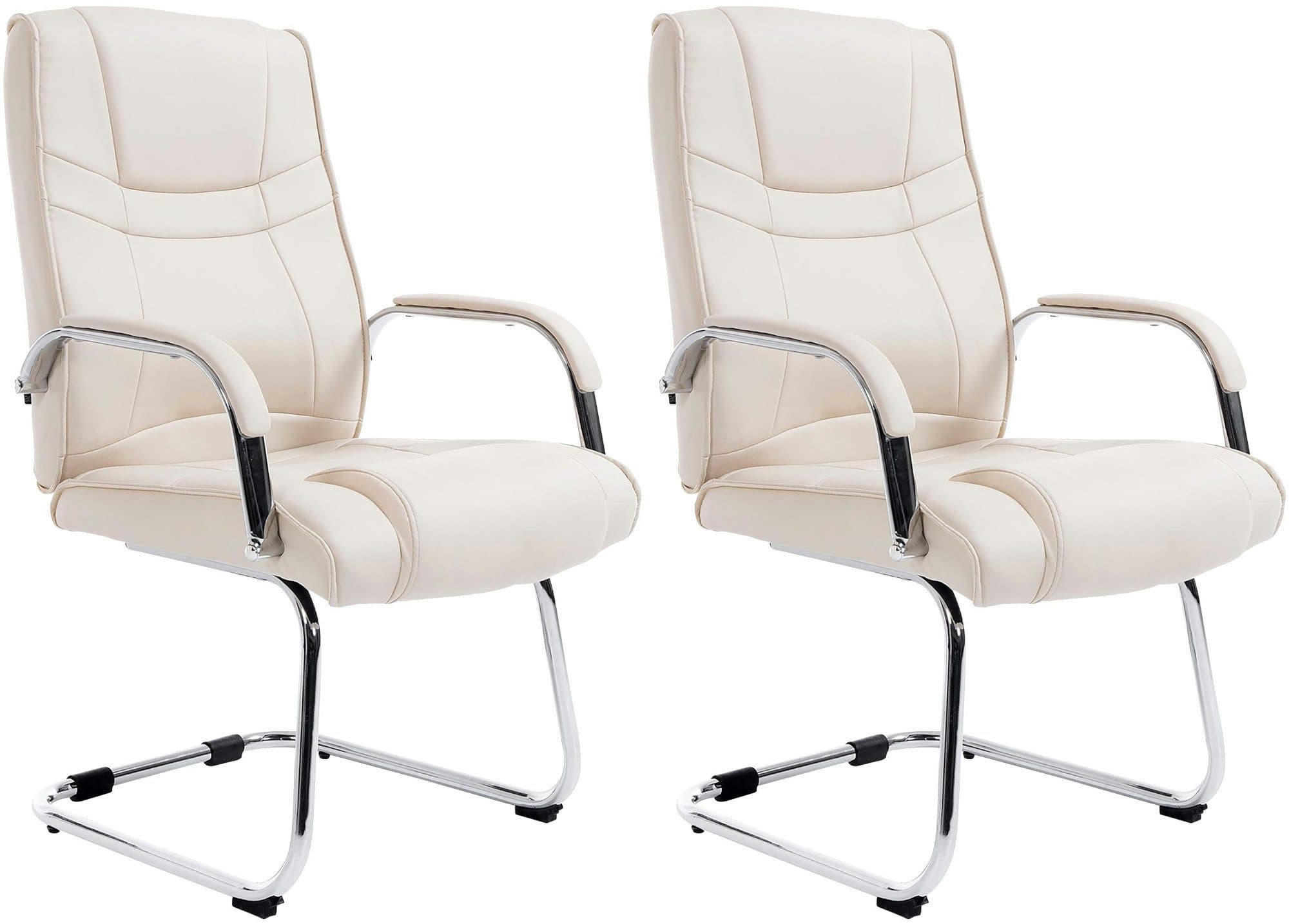 CLP Besucherstuhl Attila 2er Set Beige Kunstleder Freischwinger - Bild 2