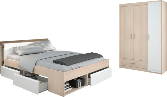 Jugendzimmer Set mit Schubkastenbett und Kleiderschrank