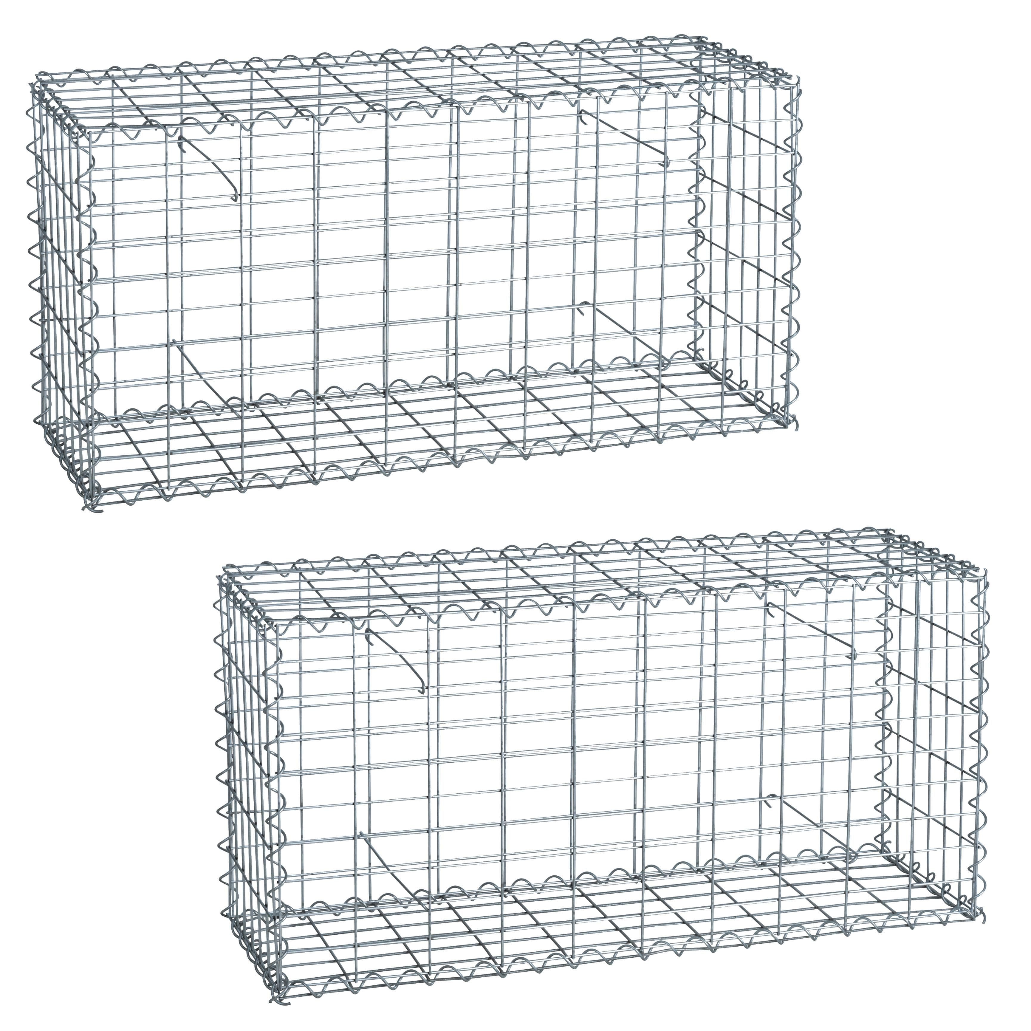 ESTEXO Gabionenzaun 100x50x30 cm 2er Set Metall Silber - Bild 2