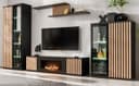 Furn.Design Wohnwand Morgan Schwarz Matt mit Eiche Lamellen und Kamin Bild 2