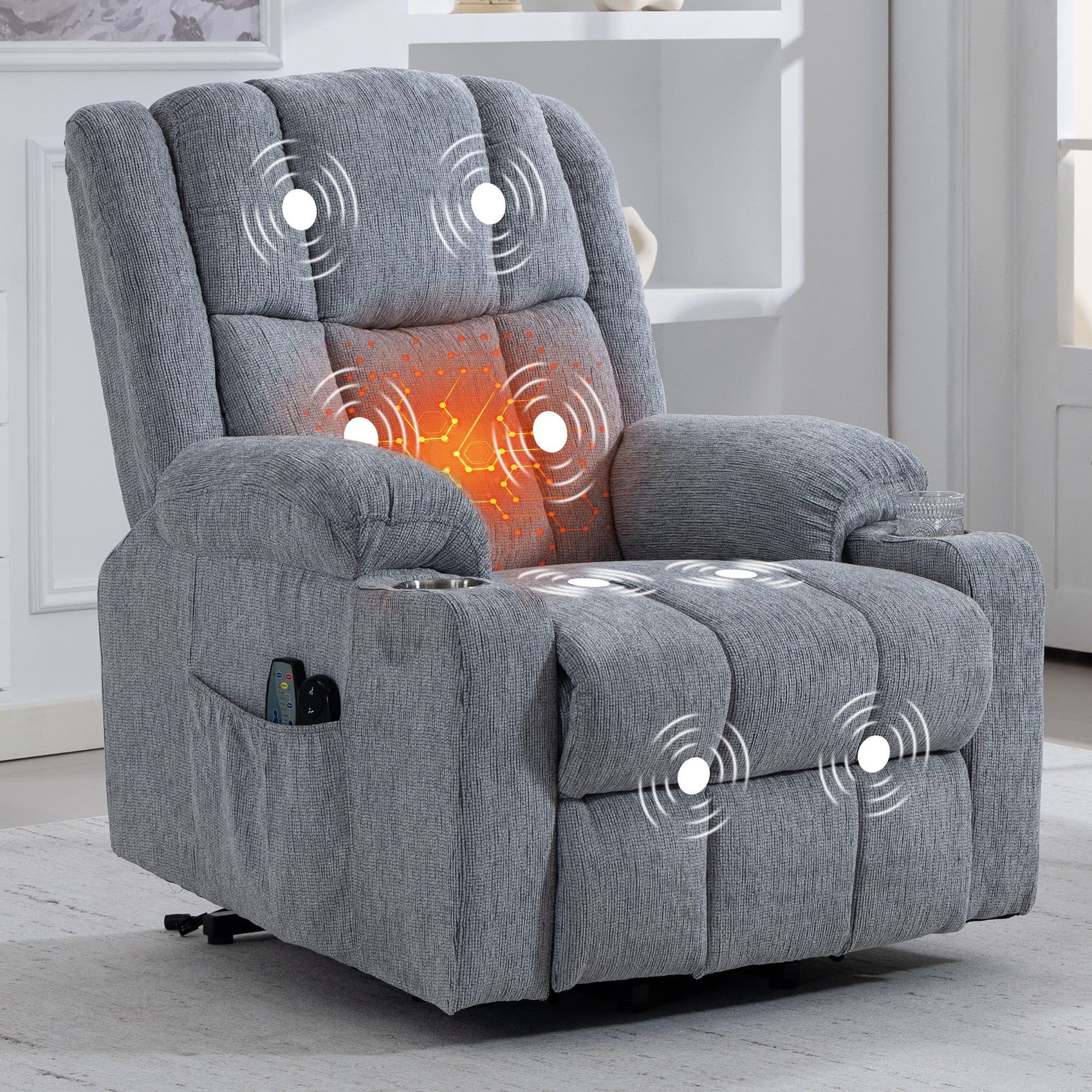 KLAM HOME Relaxsessel TV-Massagesessel mit Aufstehfunktion, Wärme & 4D-Vibration - Bild 2