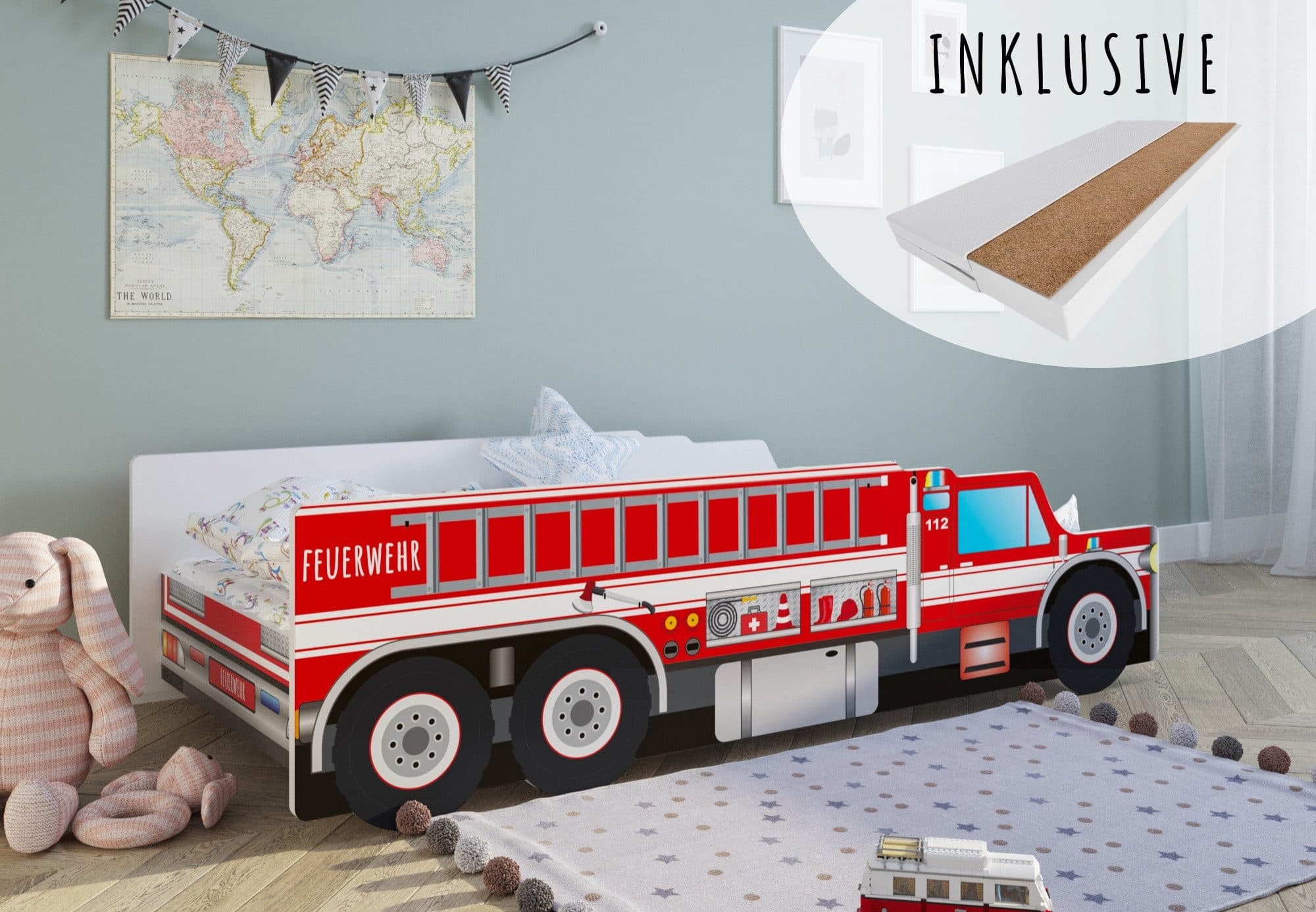 Kids Collective Autobett Kinderbett mit Rausfallschutz und Matratze - Bild 2