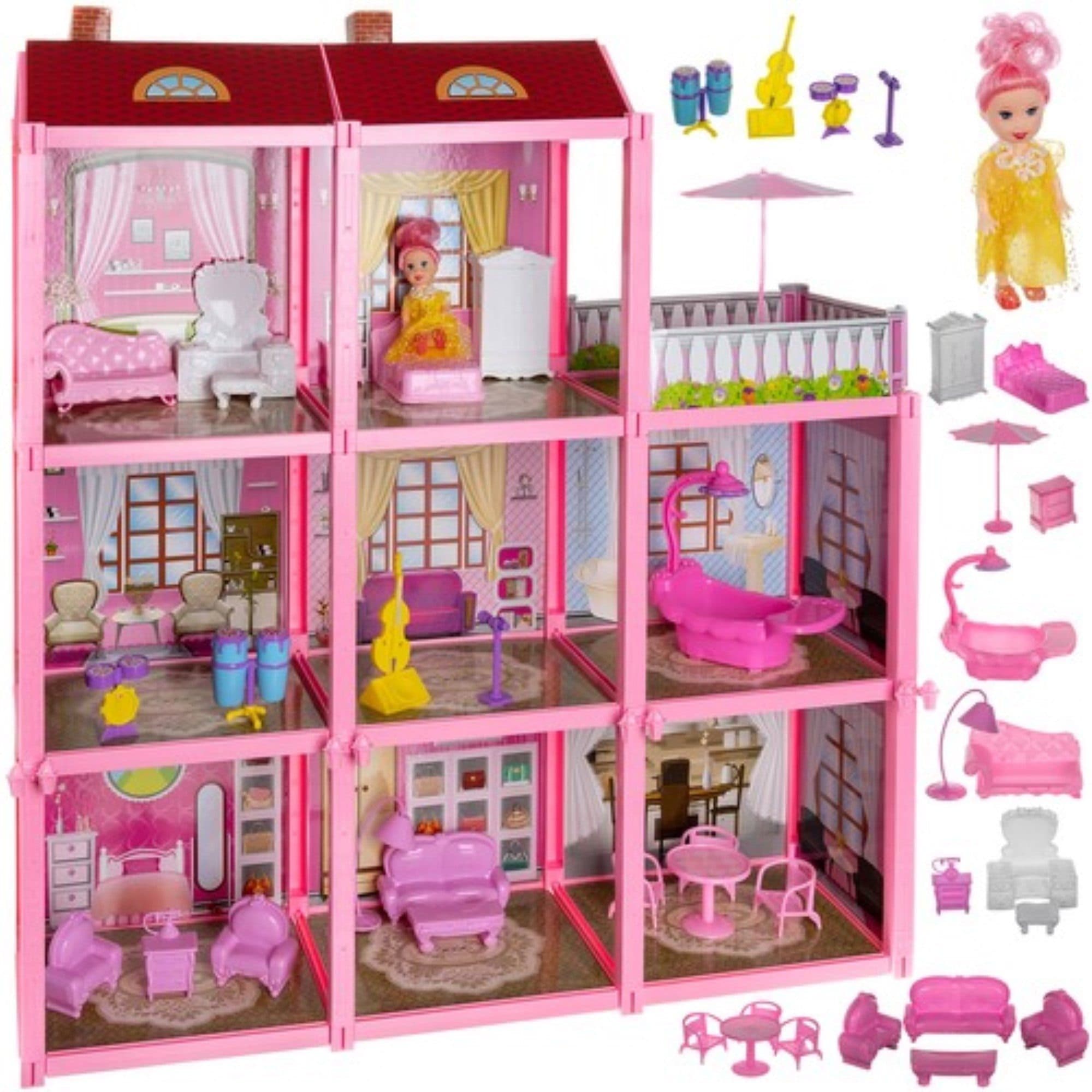 KRUZZEL Puppenhaus Puppenvilla mit 8 Zimmern und Terrasse - Bild 2