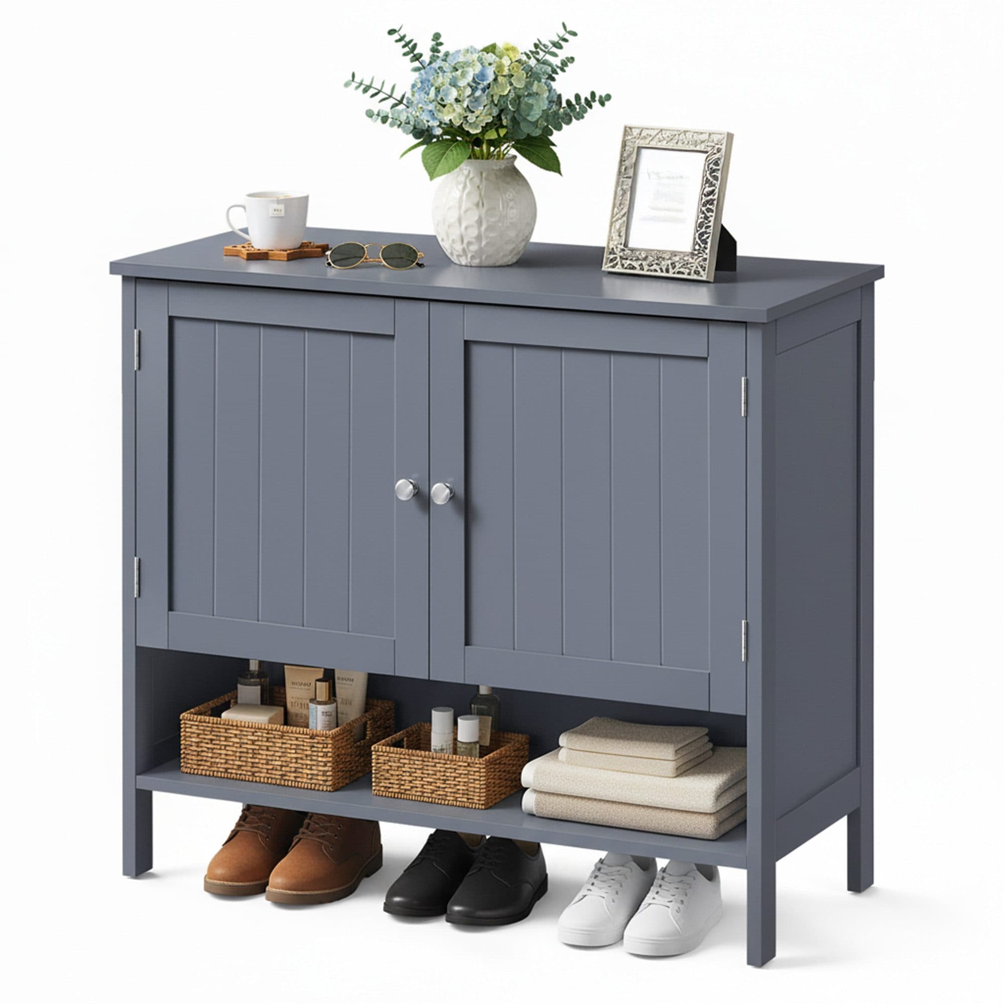 VASAGLE Schuhschrank Landhausstil Grau MDF 35x80x70 cm - Bild 2