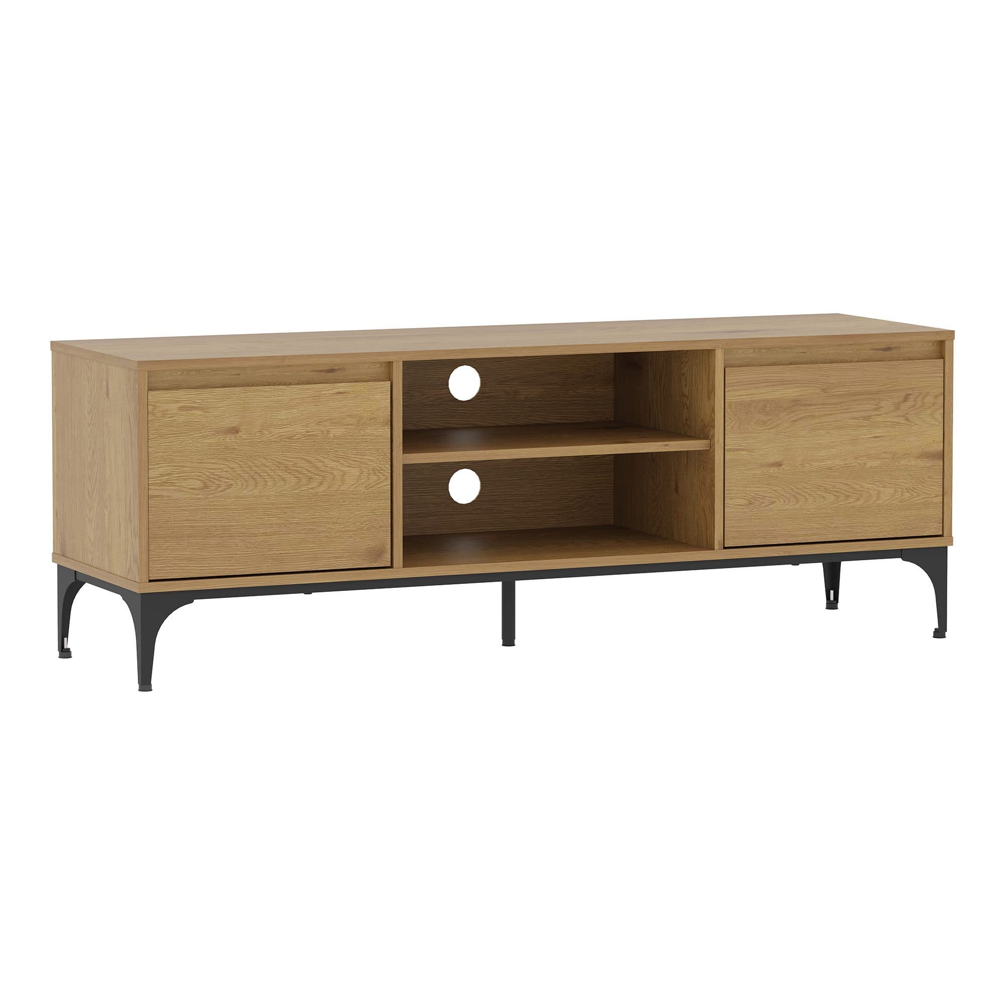 en.casa TV-Schrank Kistiandi Metallgestell Eicheoptik Schwarz - Bild 2