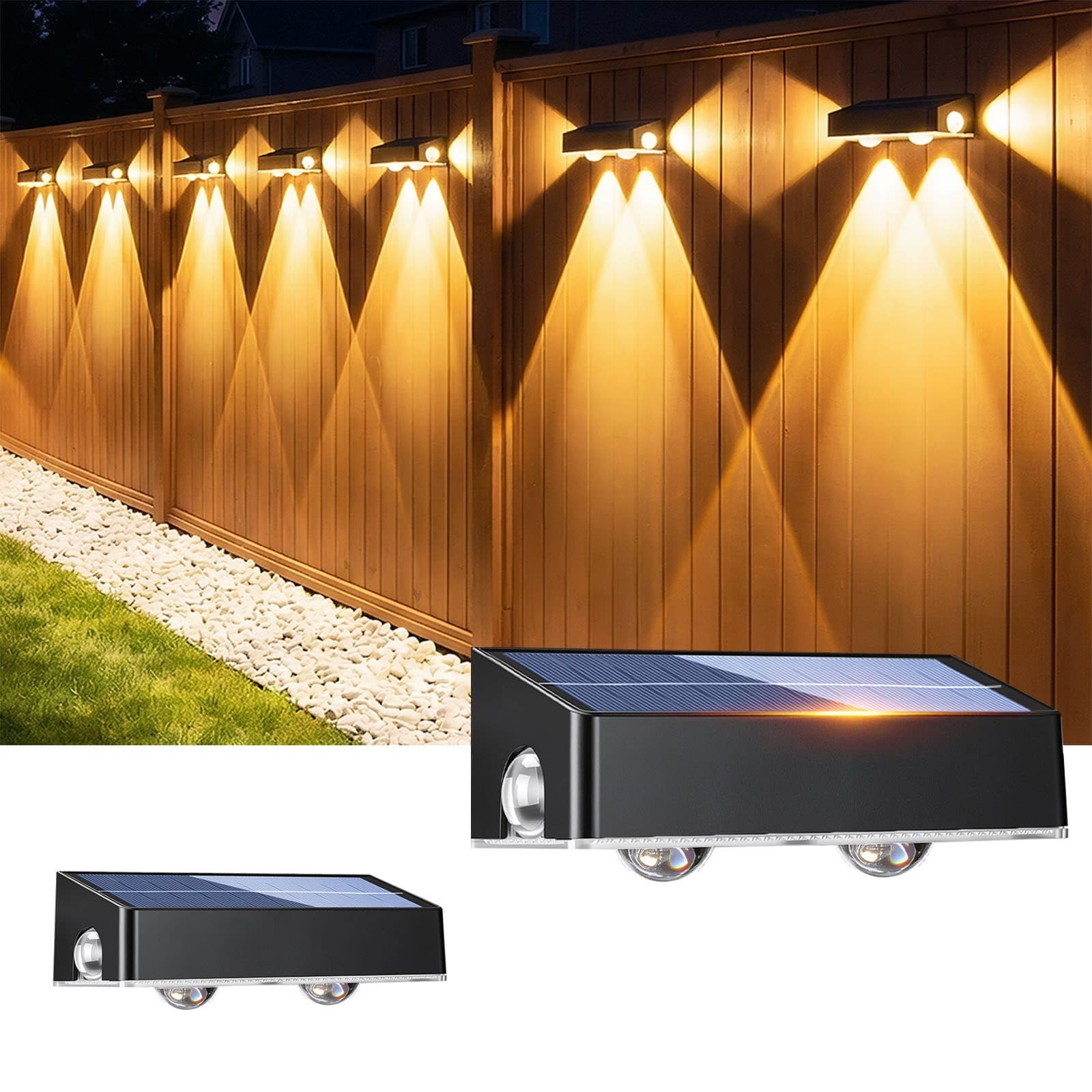 oyajia Außen-Wandleuchte 4 Stück Solarlampe LED RGB Schwarz - Bild 2