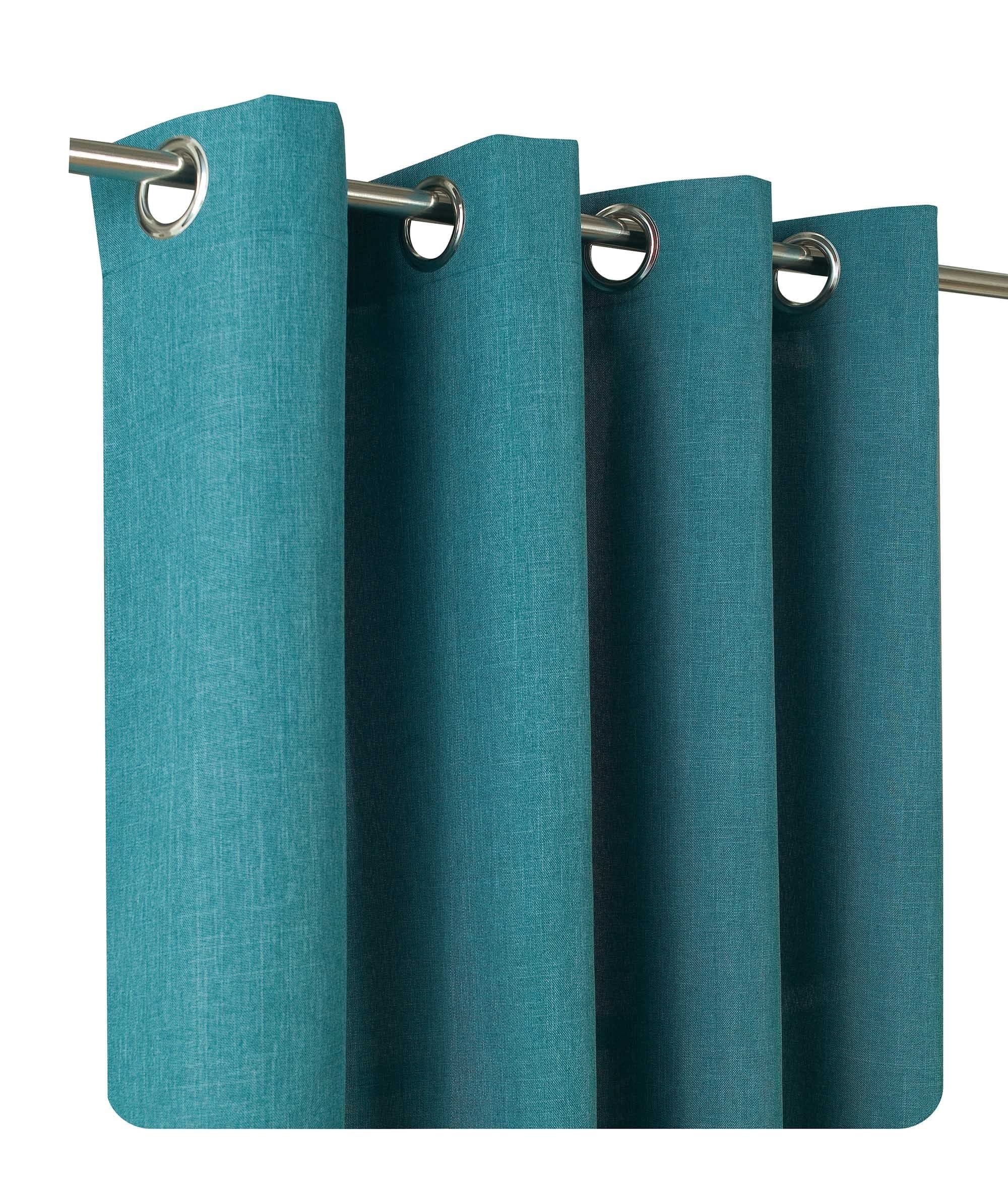 Haus und Deko Gardine Vorhang 140x245 cm Leinenoptik Uni Blau - Bild 2