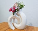 Yudu Tischvase 2-teiliges Vasen Set Weiss Keramik Romantik Design Bild 2