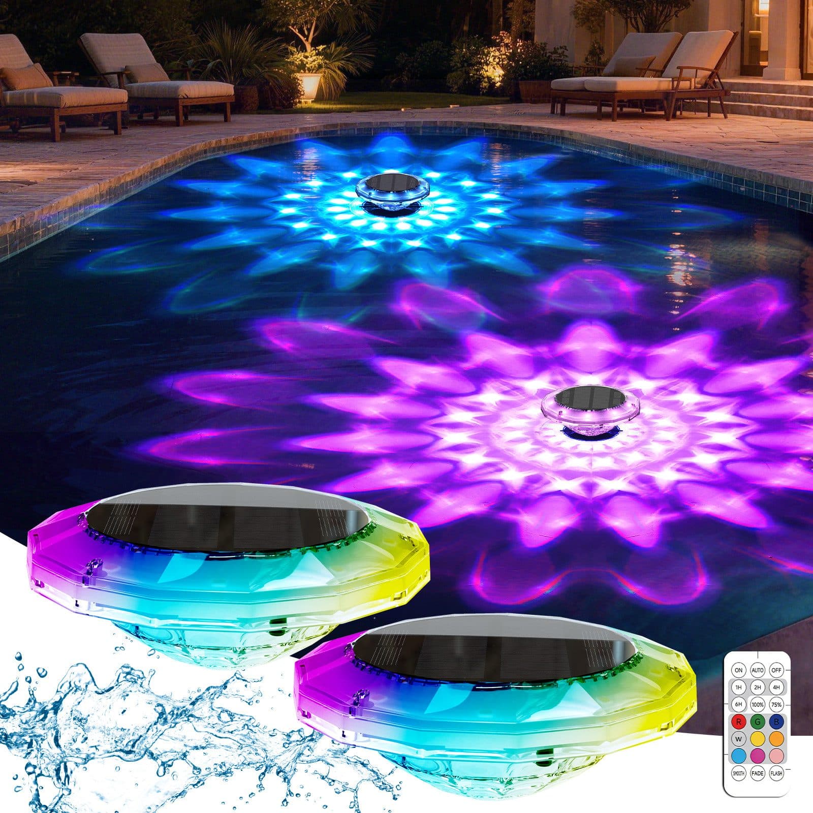 Quntis Pool-Lampe 2er Set Solar LED mit Fernbedienung & Bewegungsmelder - Bild 2