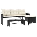 vidaXL Gartensofa L-Form Schwarz mit Tisch und Kissen Bild 2