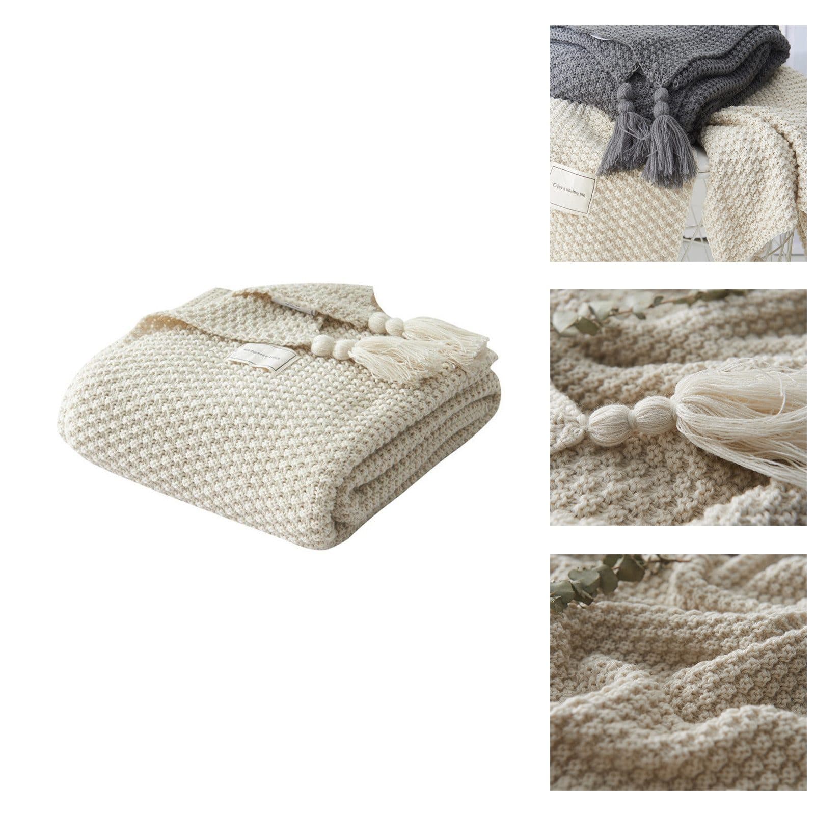 BTTO Wohndecke Weich Flauschig Sofa Kuscheldecke Beige - Bild 2