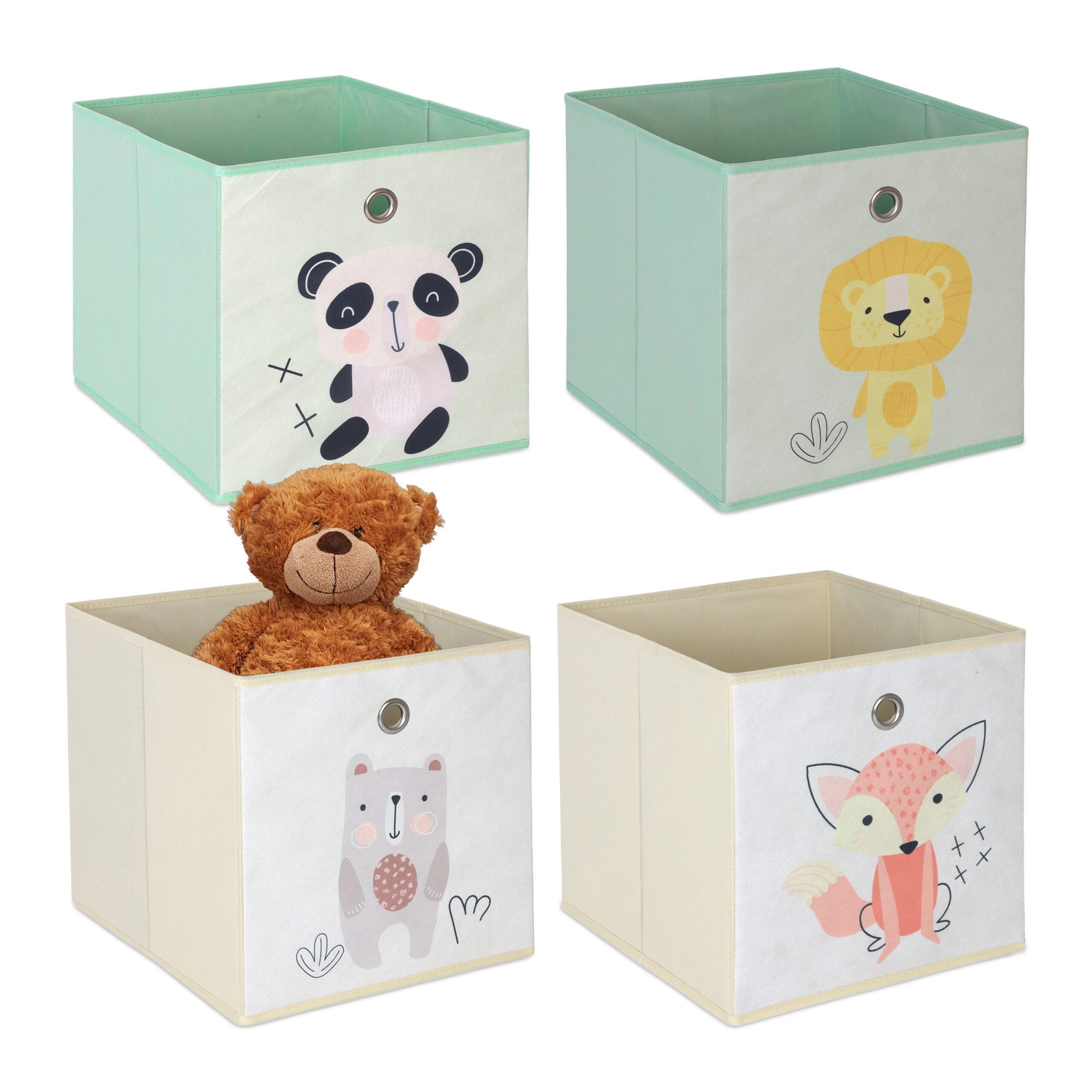 relaxdays Faltbox Kinder Aufbewahrungsboxen 4er Set Bunt - Bild 2
