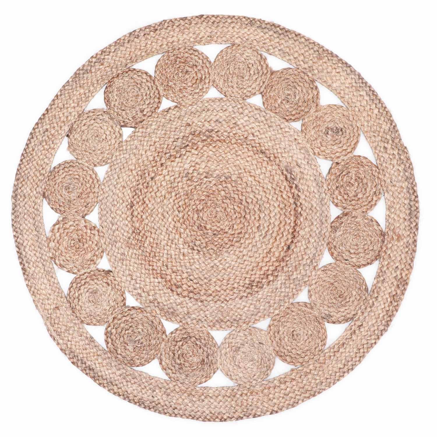 Marrakesch Jute Teppich Rund Jemina Natur Beige 90 cm Handarbeit - Bild 2