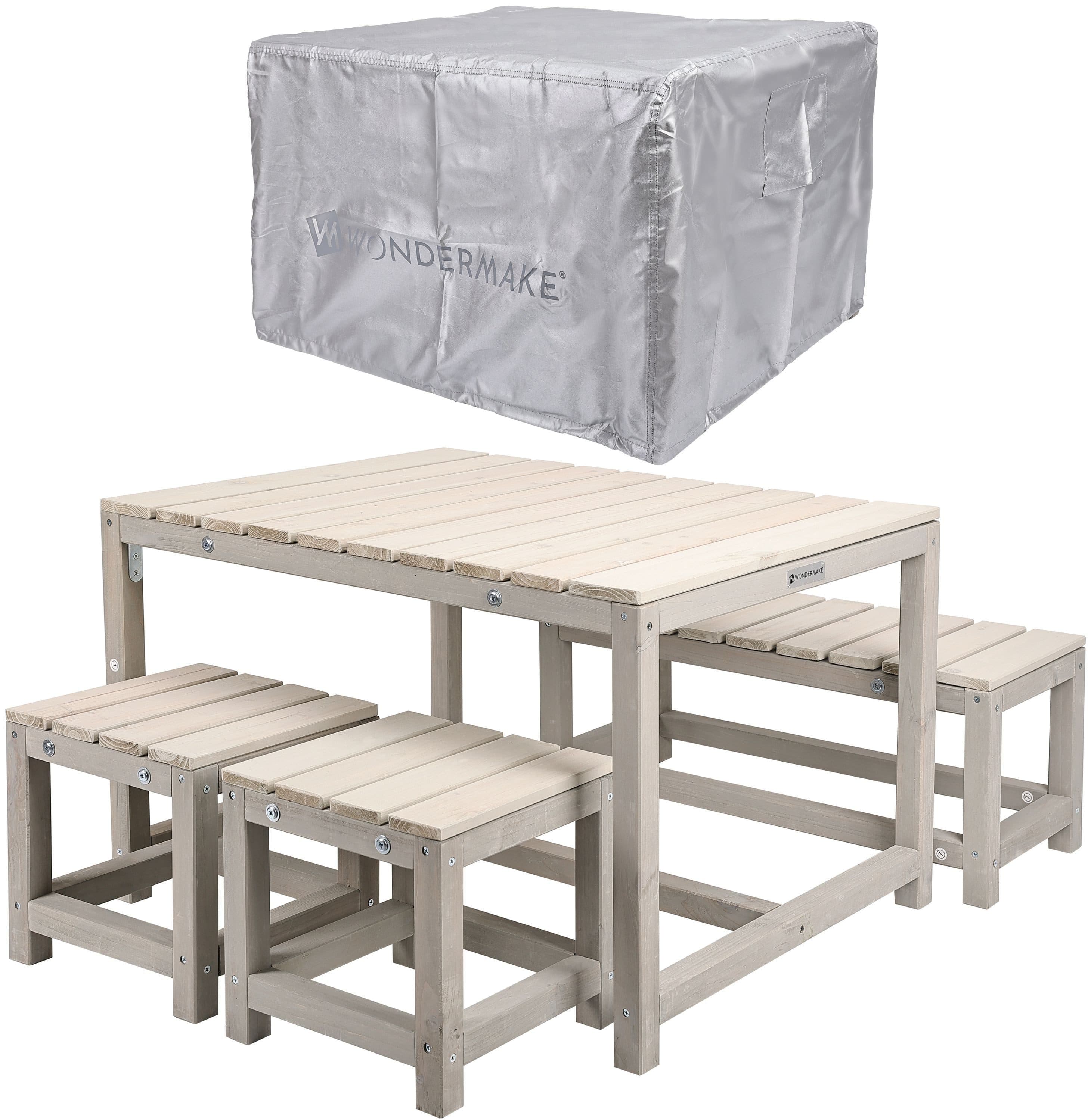 WONDERMAKE Kindersitzgruppe 4-tlg. Grau/Beige Holz Outdoor Indoor - Bild 2