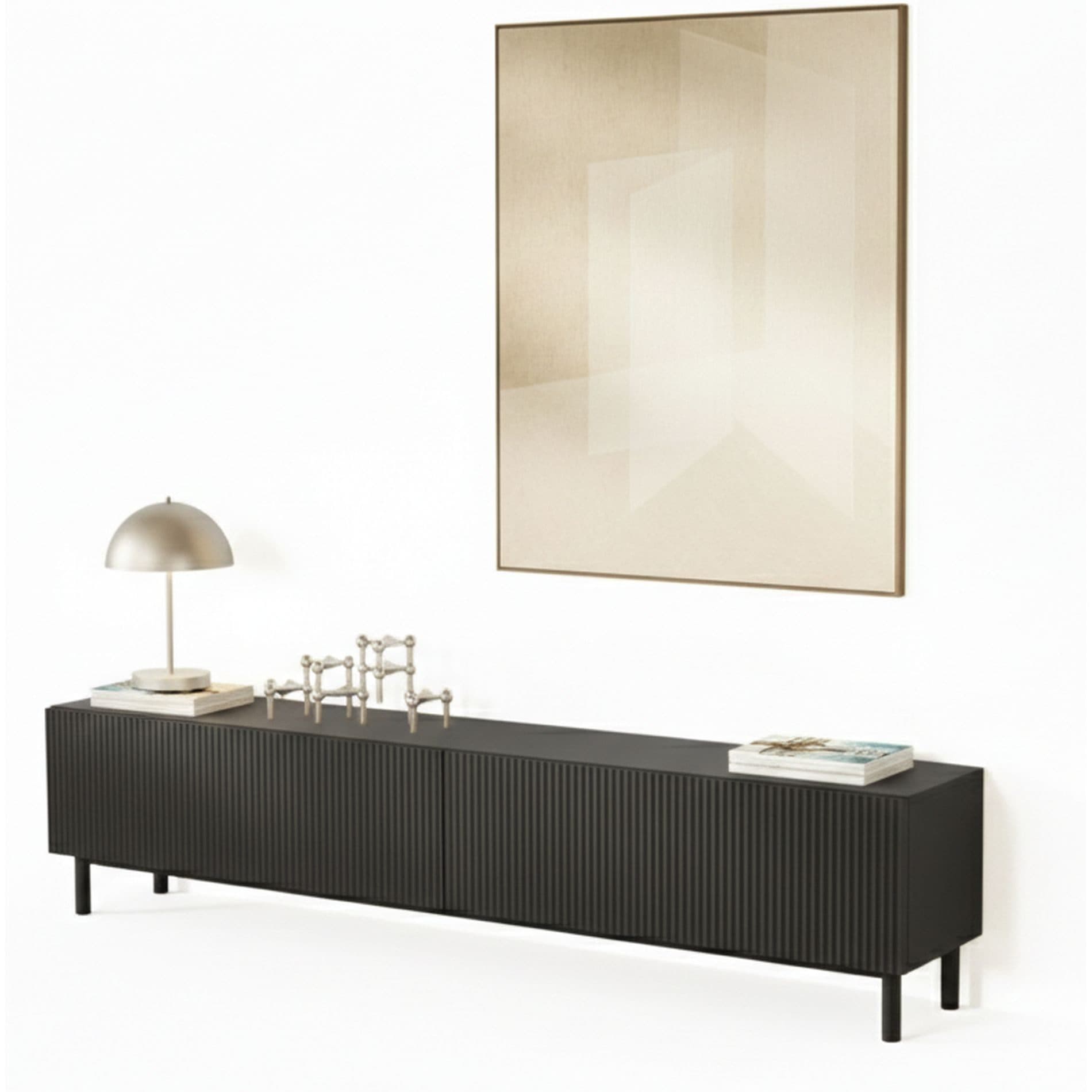 Selsey TV-Schrank Veldio New TV-Lowboard 175 cm Rillenfront Metallfüße - Bild 2