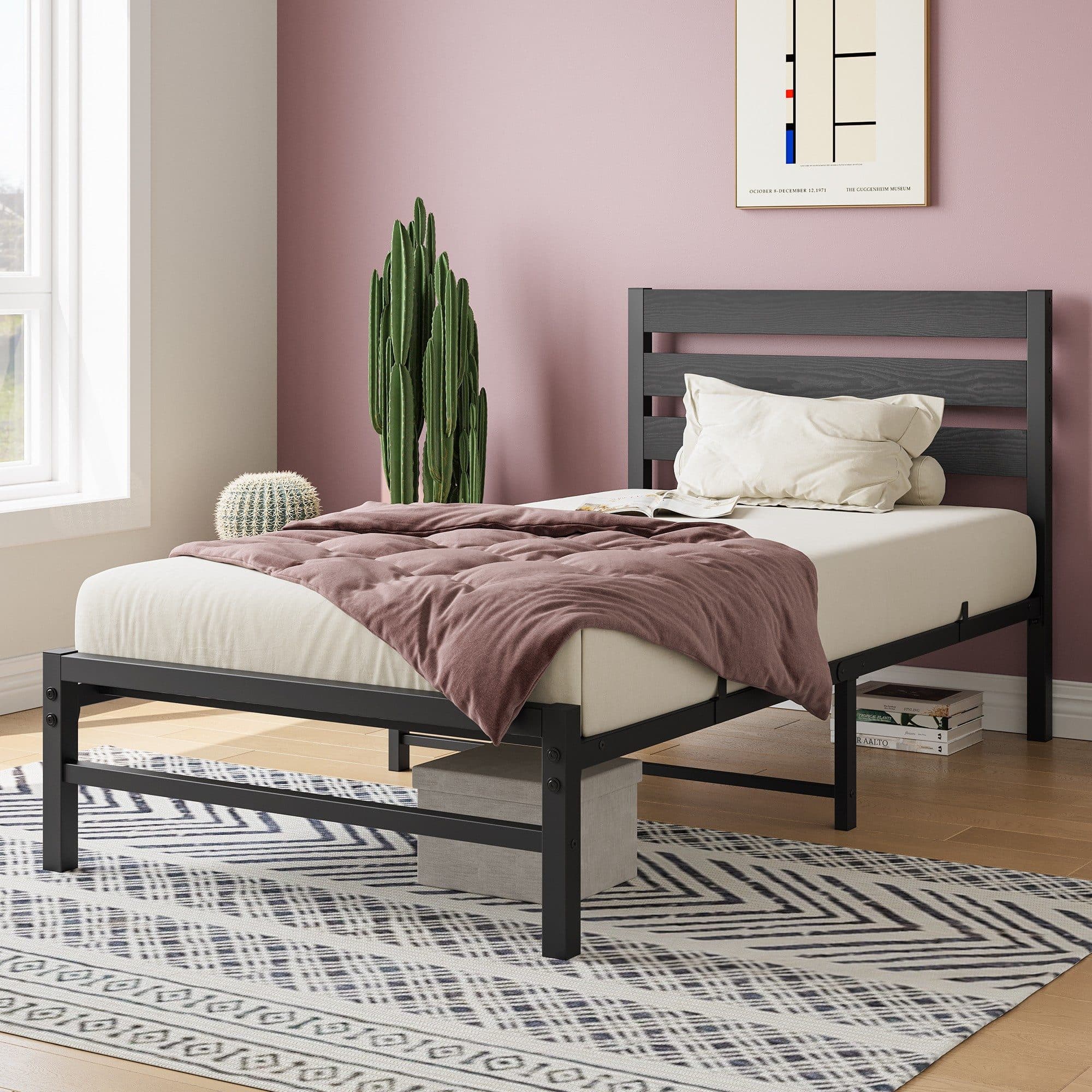 HAUSS SPOLE Metallbett Schwarz mit MDF-Kopfteil und Lattenrost - Bild 2