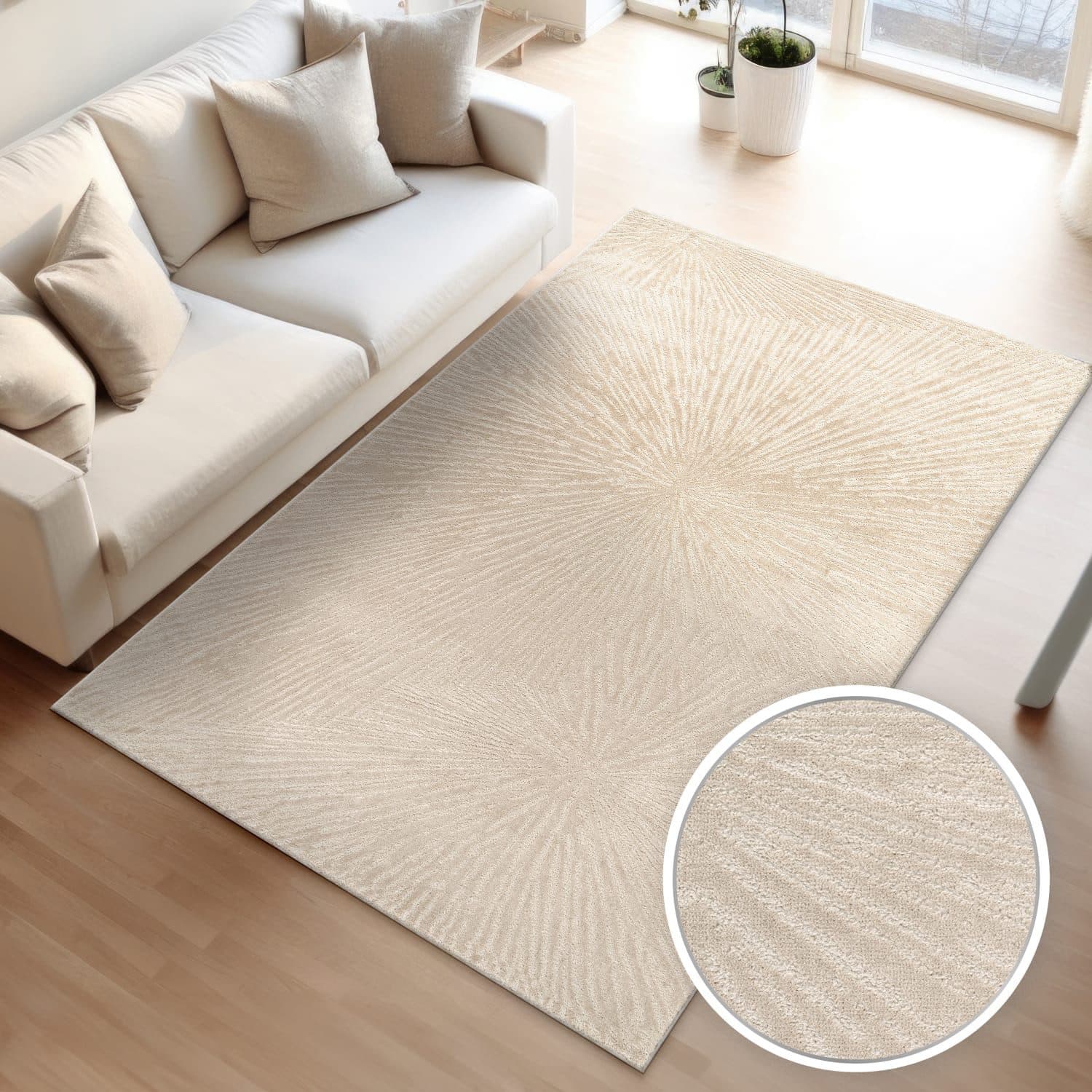 TT Home Teppich Beige Kurzflor Rechteckig Skandinavisch - Bild 2