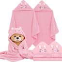 Babyhandtuch aus Korallfleece und Baumwolle mit Kapuze Bild 2