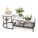 SEEZSSA Couchtisch 2er Set Schwarz Kunstmarmor Metall Bild 2