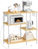 Hoobro Küchenregal Standregal mit Steckdosen, Bäckerregal mit 5 S-Haken, Mikrowellen-Regal Bild 2