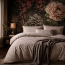 ZIRVEHOME Bettwäsche Beige Bambusblätter Design 240x220 cm 3-teilig Bild 2