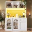 Flieks Küchenbuffet Weiß mit LED-Beleuchtung und Glas-Schiebetüren Bild 2