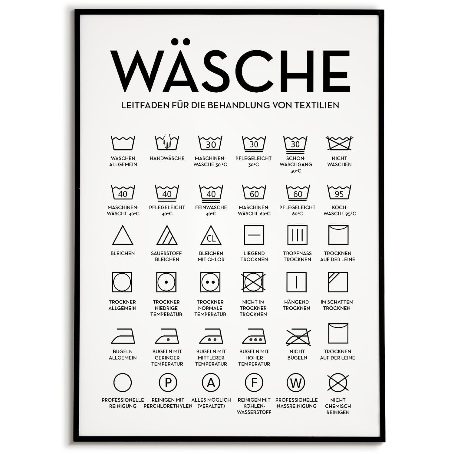 Tigerlino Poster Wäsche Pflegesymbole Wandbild Hauswirtschaftsraum Wanddeko - Bild 2