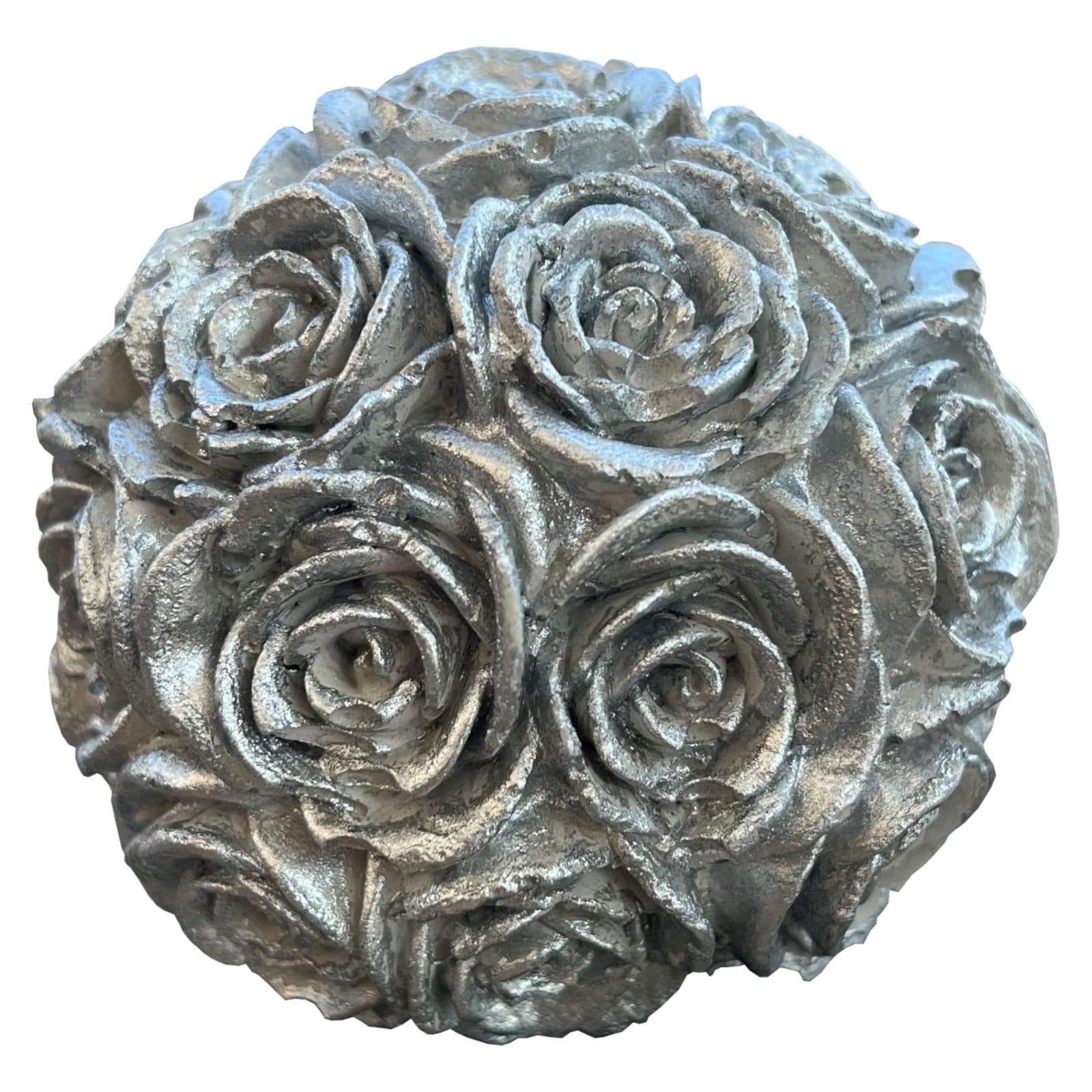 ZGM Beton Rosenkugel mit silberner Patina Gartenfigur - Bild 2