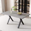 KLAM HOME Esstisch Modern Schwarz Eiche MDF Metall Kreuzbein Bild 2