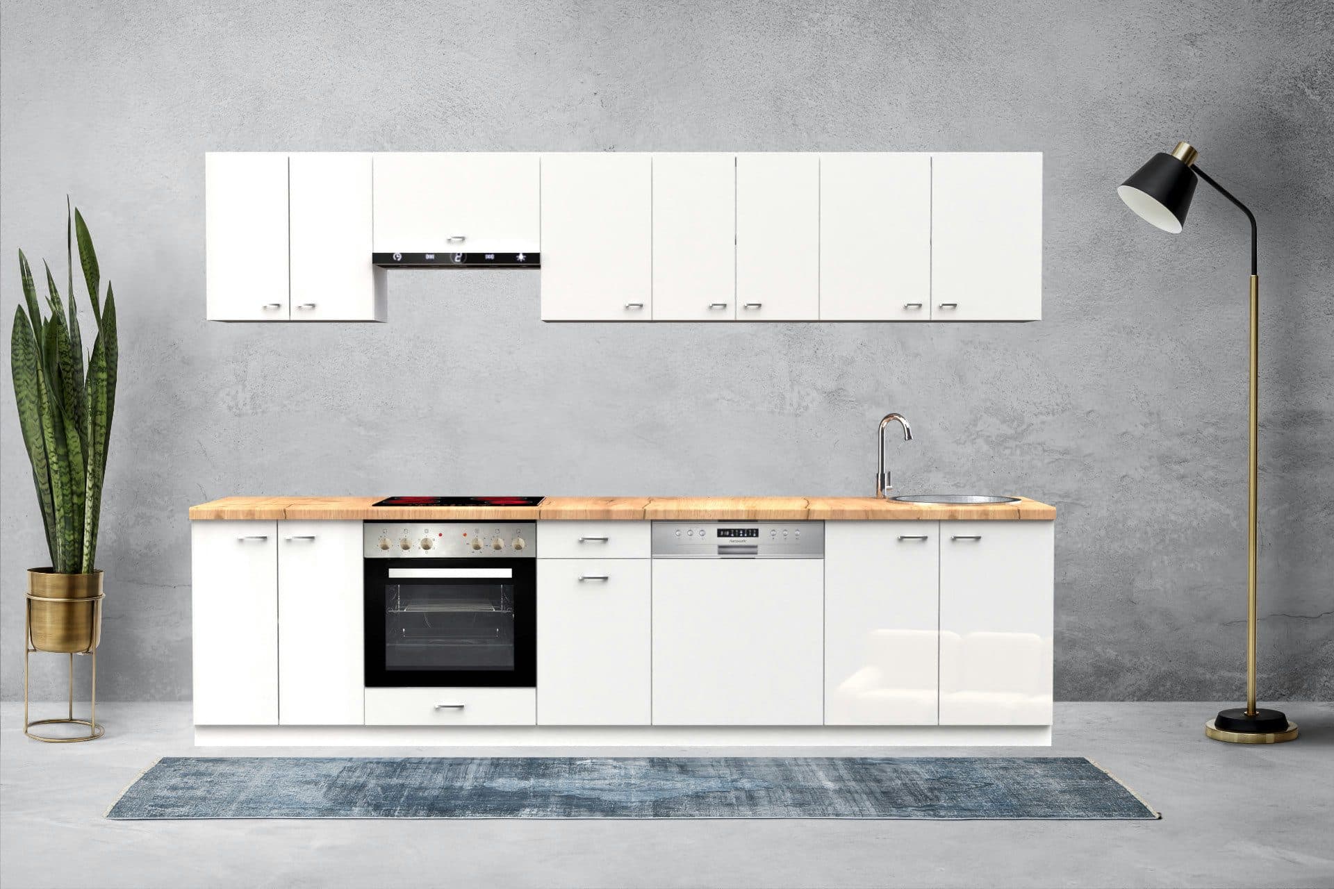 OMILI Küchenzeile OLVIT Weiß Hochglanz 300cm Softclose - Bild 2