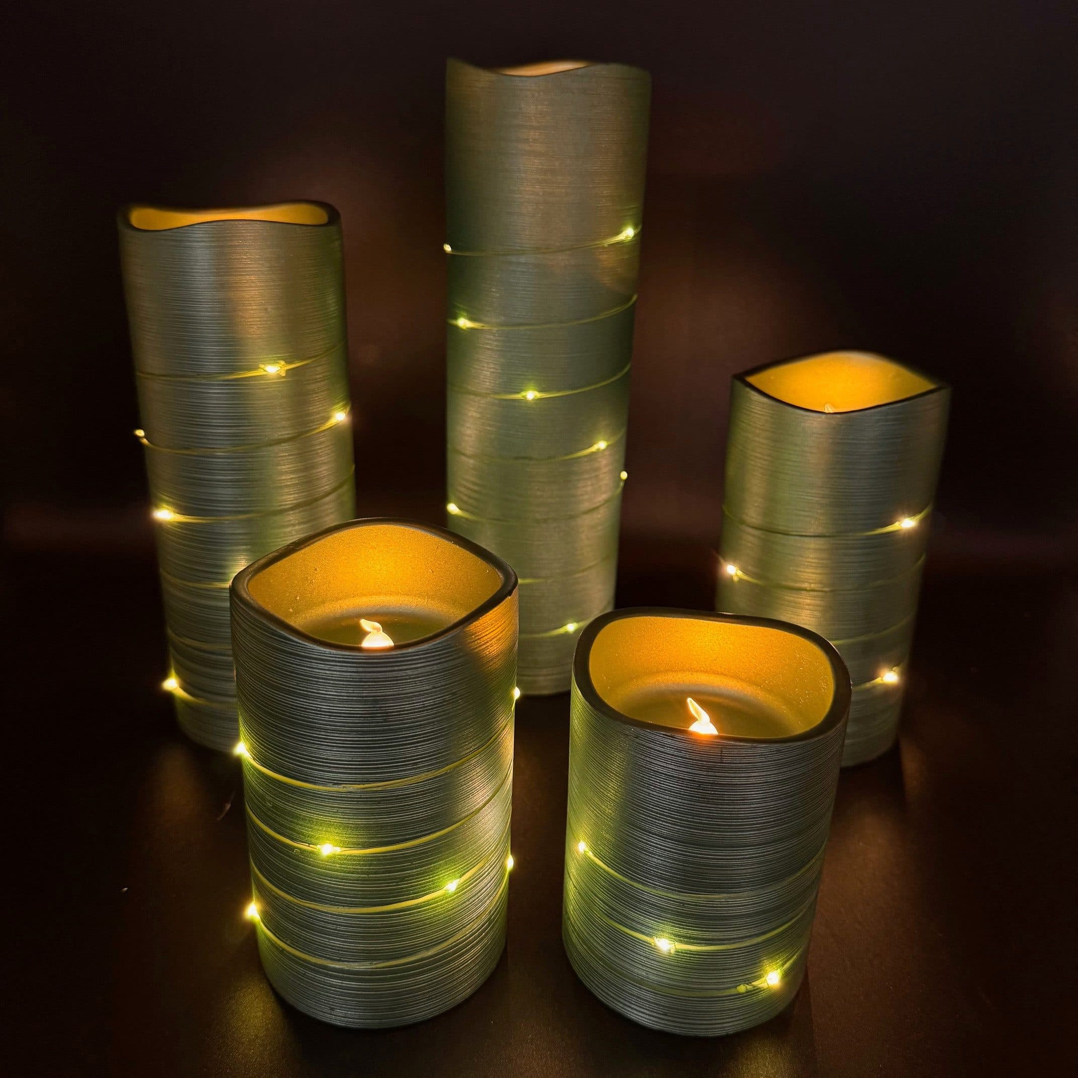 Online-Fuchs LED-Kerzen 5er Set Metallic mit Lichterkette Timer - Bild 2