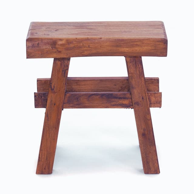 DESIGN DELIGHTS Hocker Vintage 40 Braun Hartholz