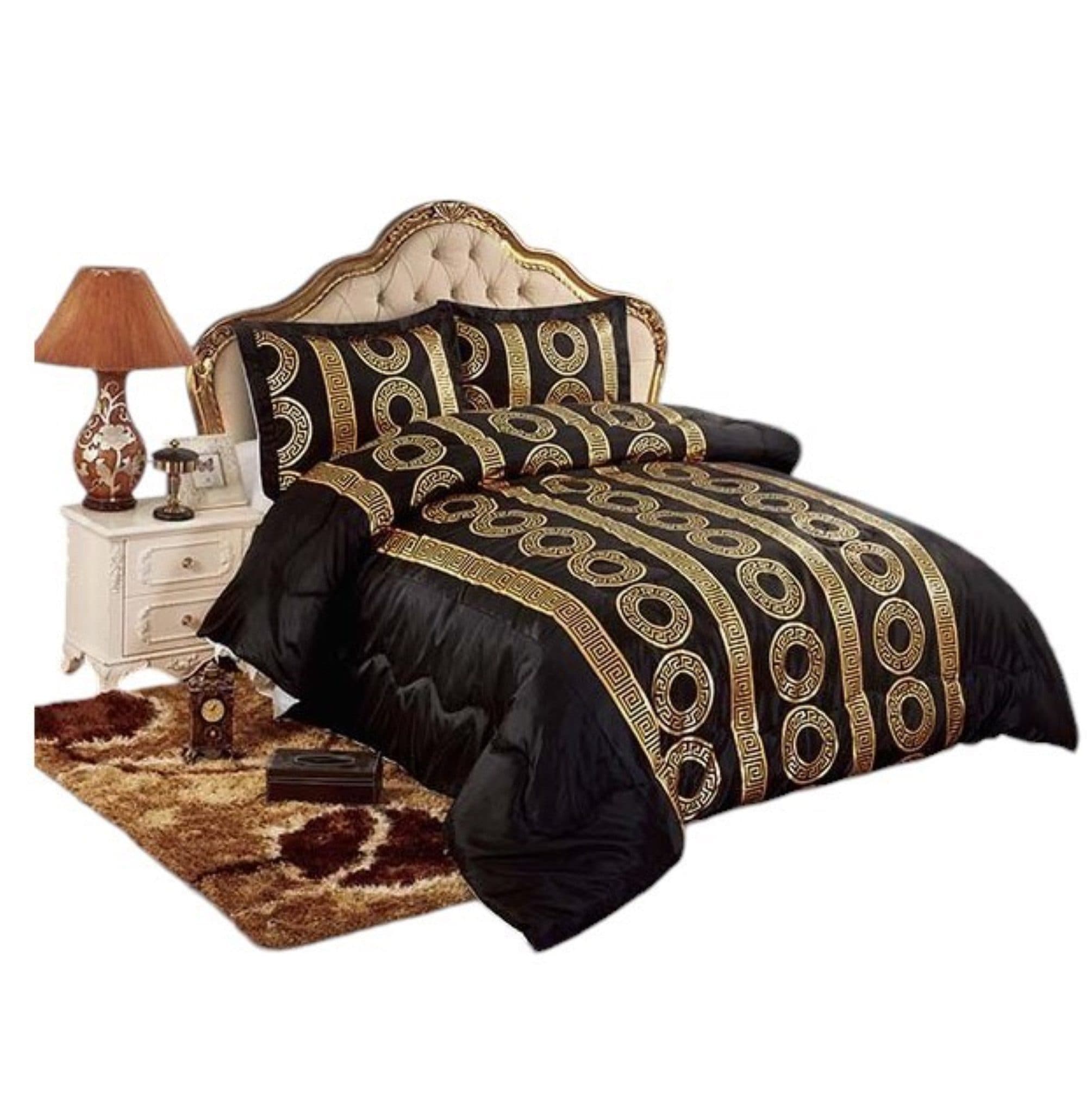 Cinar Tagesdecken-Set 3-teilig Schwarz-Gold Polyester
