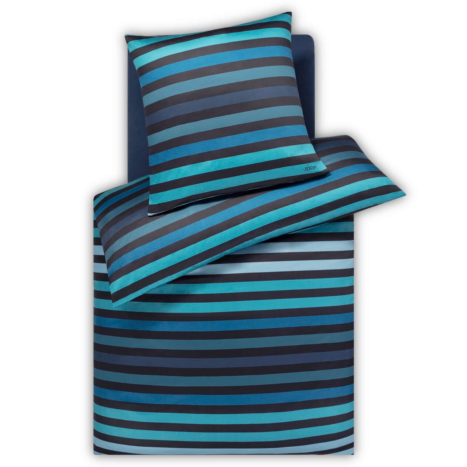 JOOP! Bettwäsche Tone 4103 2 Ocean Mako-Satin Gestreift Schwarz Blau Silber - Bild 2