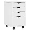 vidaXL Rollschrank Weiß Massivholz 4 Schubladen Rollen Bild 2