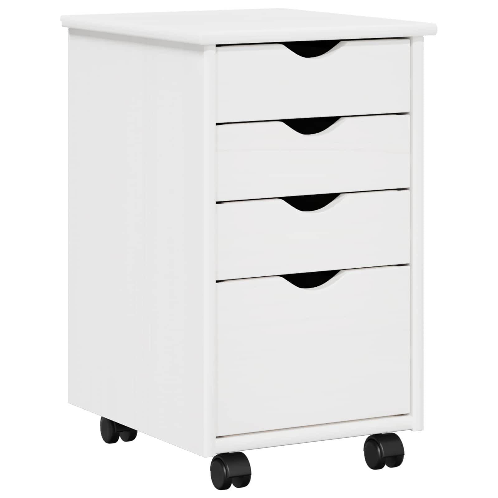 vidaXL Rollschrank Weiß Massivholz 4 Schubladen Rollen - Bild 2