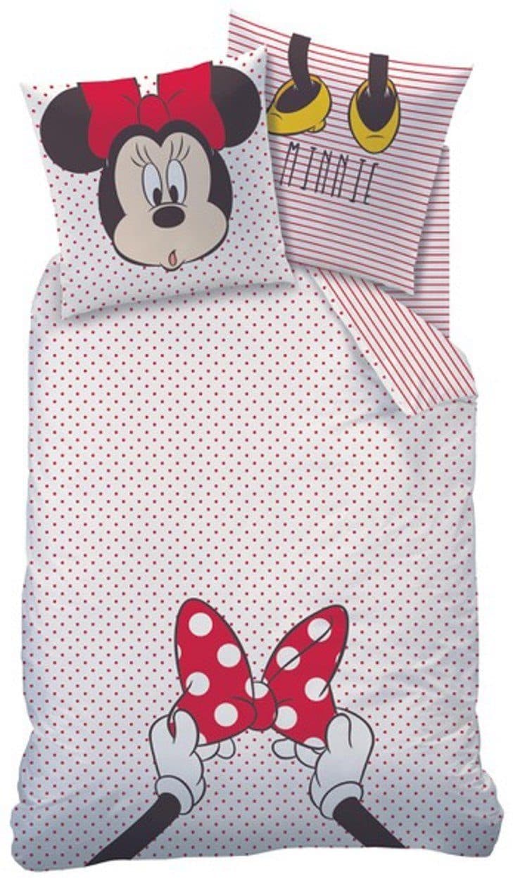 CTI Kinderbettwäsche Minnie Mouse Weiß/Rot 100% Baumwolle