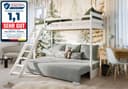 Kids Collective Hochbett mit Schlafsofa Cord-Stoff Weiß Bild 2