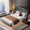 oyajia Bettgestell Doppelbett 140x200cm mit LED-Licht Schwarz Bild 2