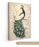 OneMillionCanvasses® Leinwandbild Pfau - Zweig - Blumen, Fotodruck Bild 2