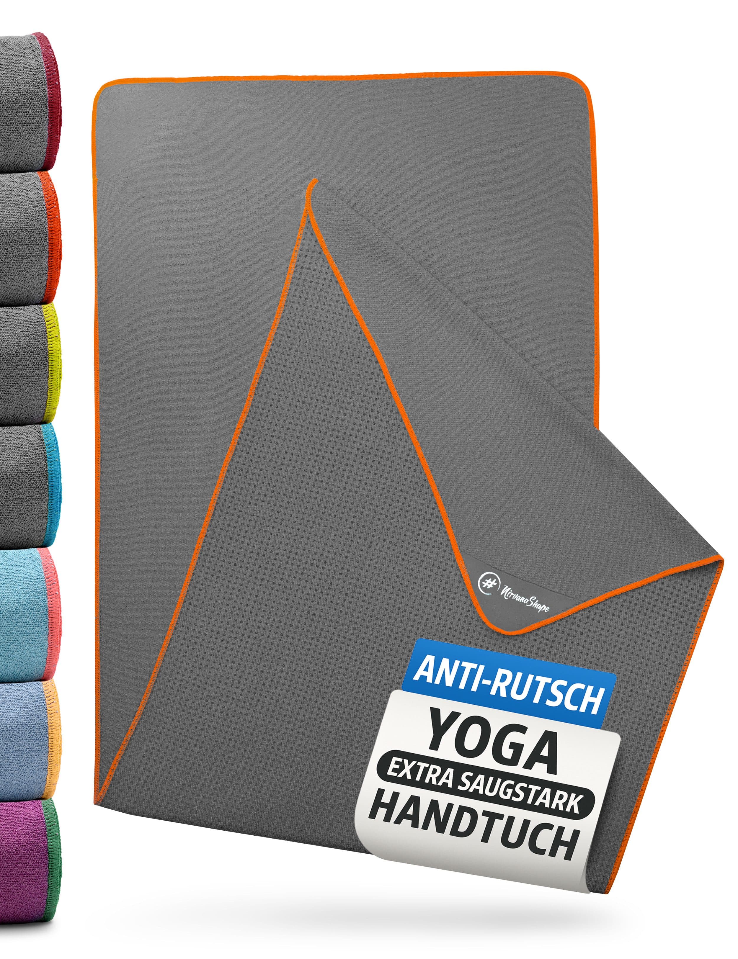 NirvanaShape Yogatuch Grau/Orange Microfaser mit Antirutsch-Noppen - Bild 2