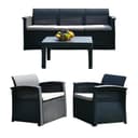 relaxdays Gartenlounge-Set 4-teilig Grau/Schwarz PP-Rattan Bild 2