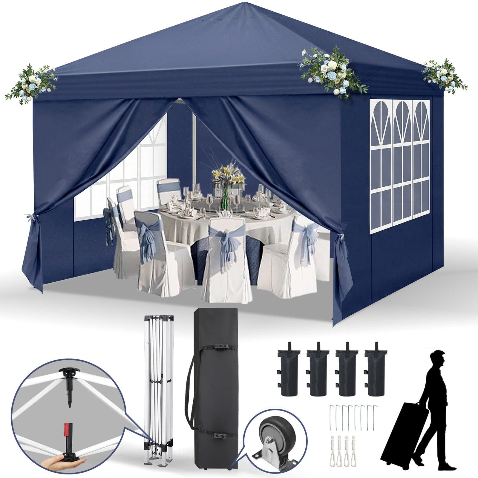 LALAHO Faltpavillon 3x3 m Gartenpavillon mit Seitenteilen - Bild 2