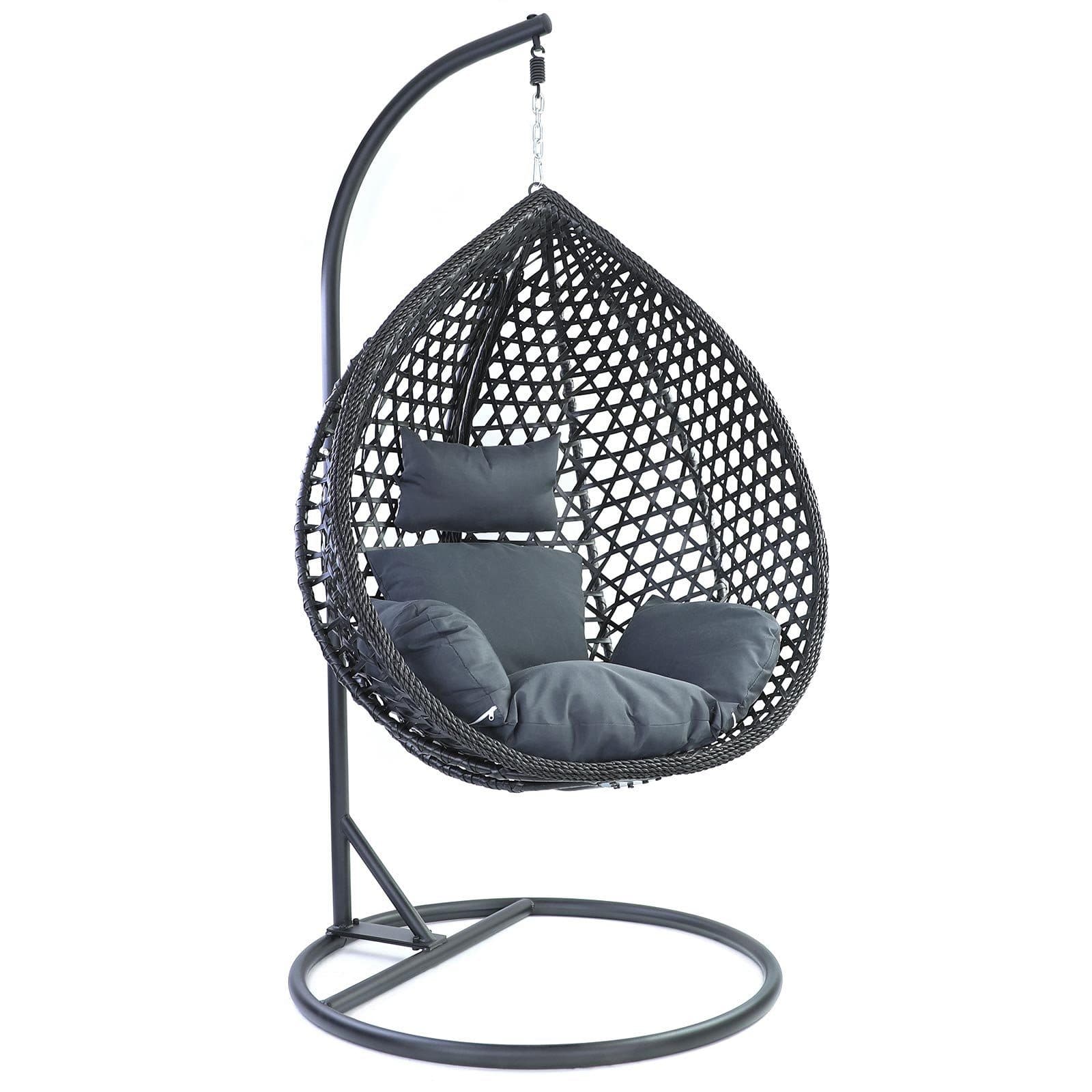 RAMROXX Hängesessel Style XXL Schwarz/Grau mit Kissen - Bild 2