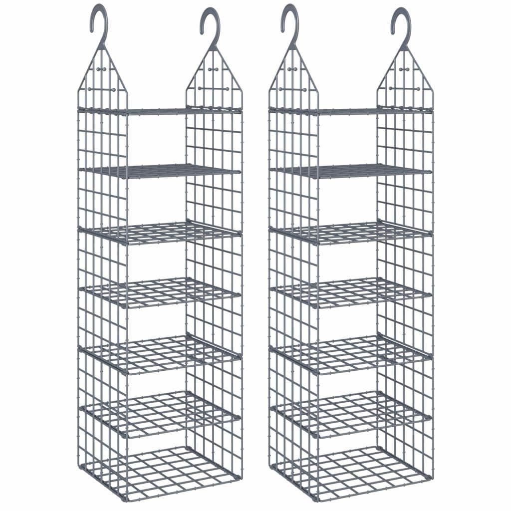 vidaXL Hängeregale Grau 2 Stk. 7 Fächer Kleiderschrank Organizer - Bild 2
