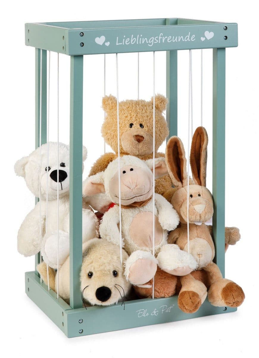 ELLA & PIET Spielzeugtruhe Plüschtier-Box aus Holz Salbeigrün