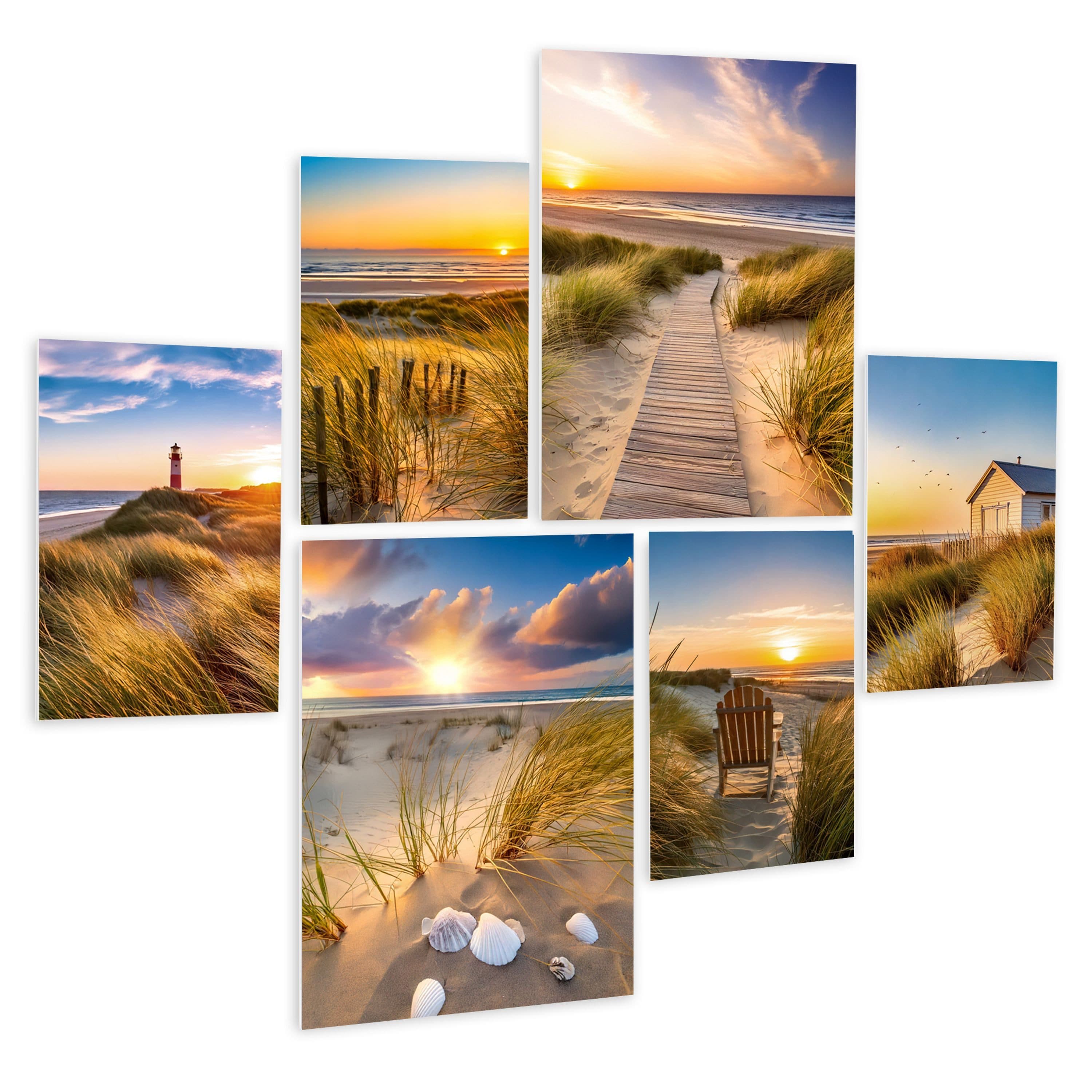 artissimo 6er-Bilderset Wandbilder Strand Sonnenuntergang Forex - Bild 2