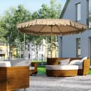 Outsunny Sonnenschirm verstellbar Khaki Terrassenschirm mit Kurbel Bild 2
